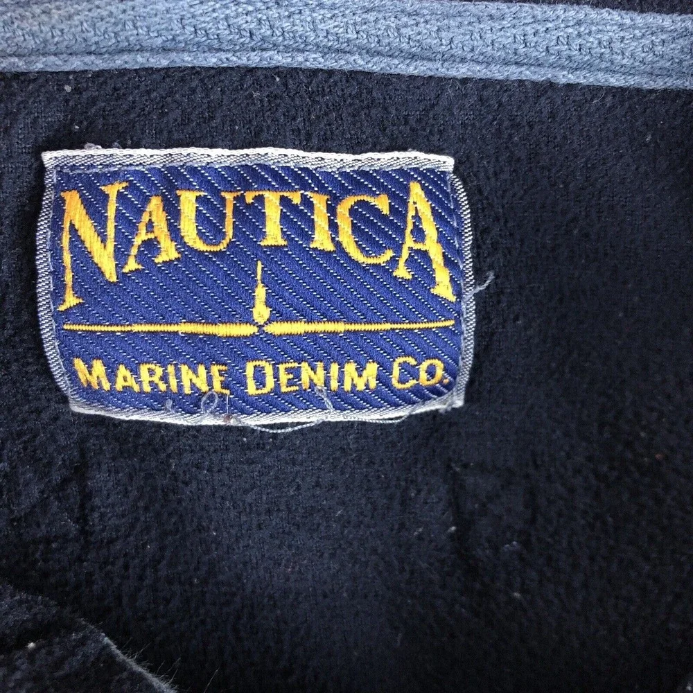 Nautica Marine Denim Company 1/2 Zip Fleece Pullover Jacket Men's XL Yacht Rock